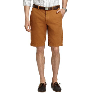 Garment-Dyed Plain-Front 11 Twill Bermuda Shorts - Brown